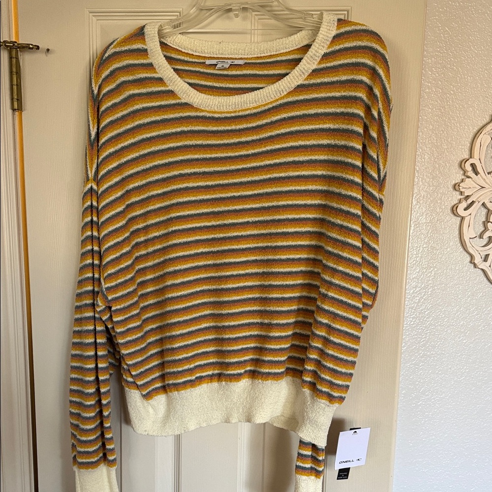 O'Neill Yellow and Blue Striped Sweater